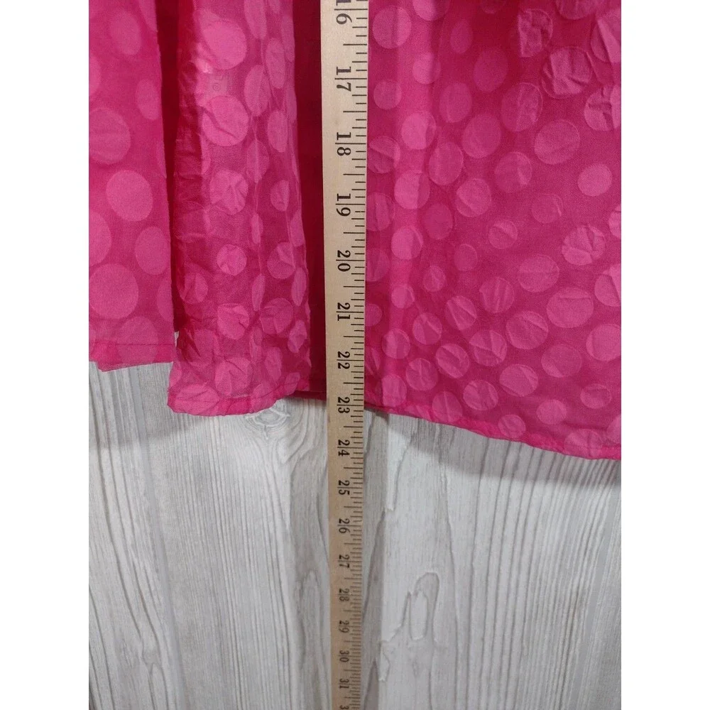Tommy Hilfiger Blouse Women's Pink Top Small Petite Sheer Polka Dot Bell Sleeve